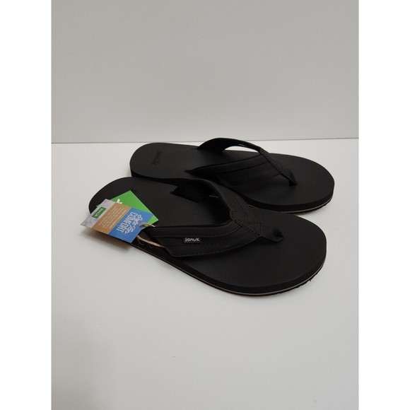 Sanuk Ziggy Flip Flops Sandals Mens 8 Black Soft Top NEW main image 8